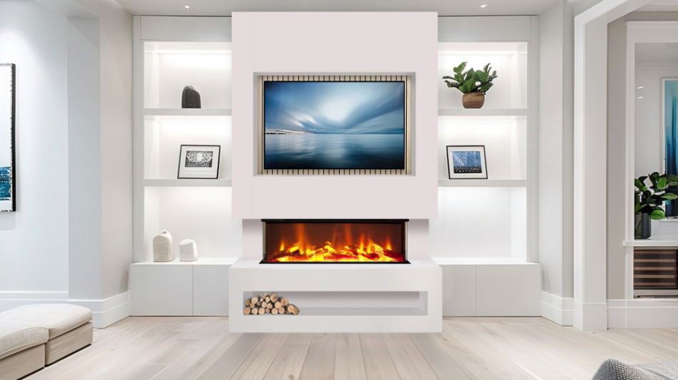 E-VR s1000 Media Wall White & Acoustic Oak