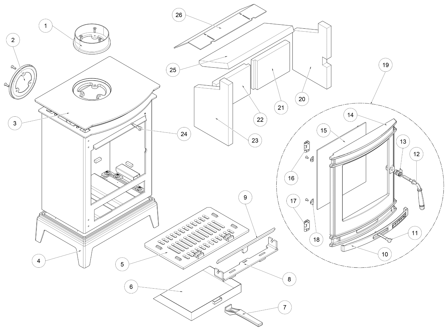 Rochester 5 Mk2 MF Chrome Door Trim Stove (ECO 2022) (PCSSB52) 