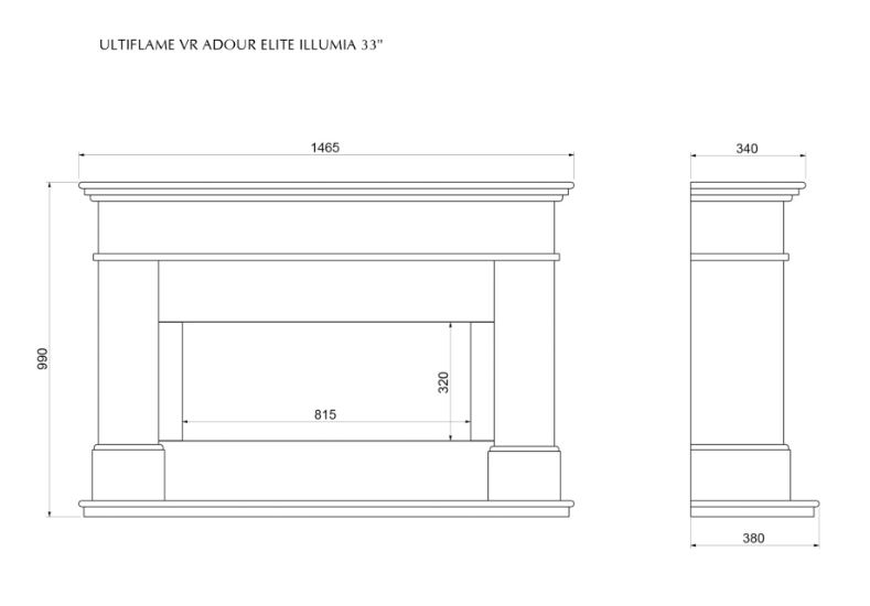 Ultiflame VR Adour Elite 33 Suite Dimensions copy